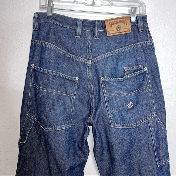 Vintage Rocawear Jeans Men 32X34 y2K 90s Dark Wash Hip Hop Carpenter G - Picture 9 of 9